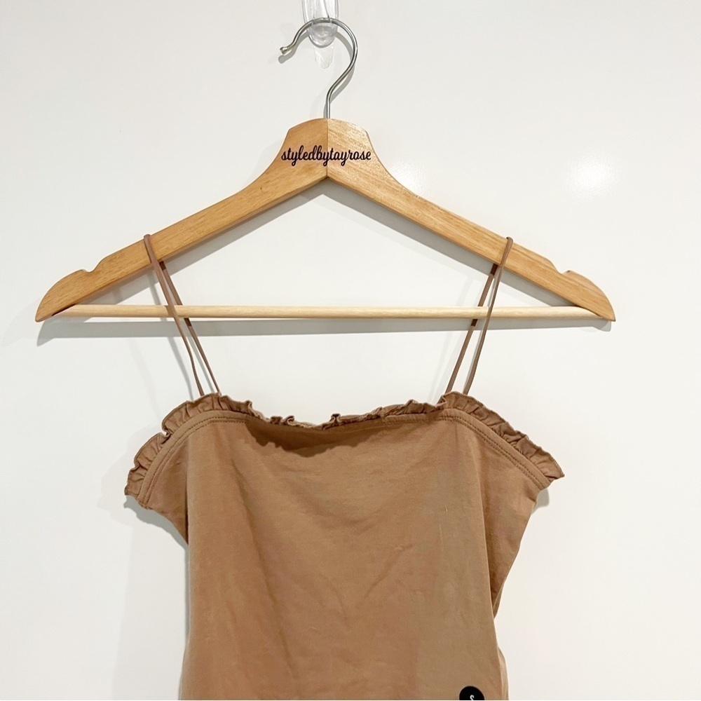 NWT Abercrombie & Fitch Brown Ruffle Trim Cami Bodysuit - Picture 5 of 8
